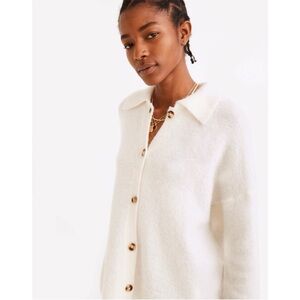 Madewell Carrabelle Polo Cardigan Sweater White Button-Up XS